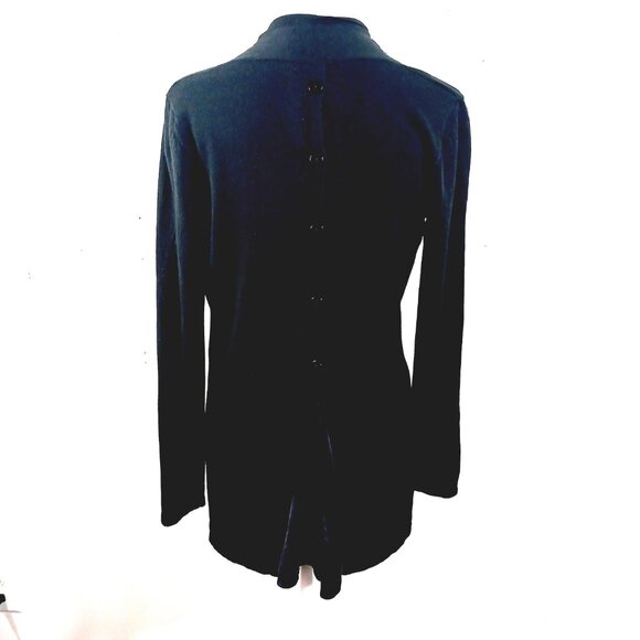 Forte Black Merino Wool & Silk Blend Button Back Open Long Sleeve Cardigan, MED - Picture 11 of 14